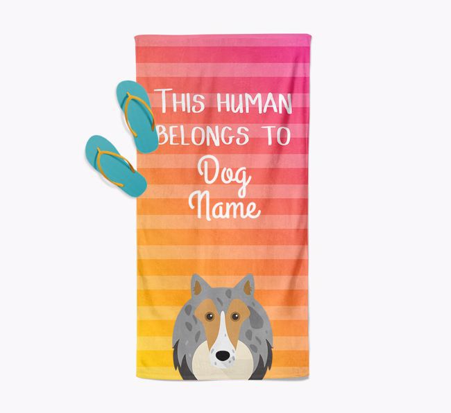 Personalised Pool Towel 'This Human Belongs To {dogsName}' with {breedFullName} Icon